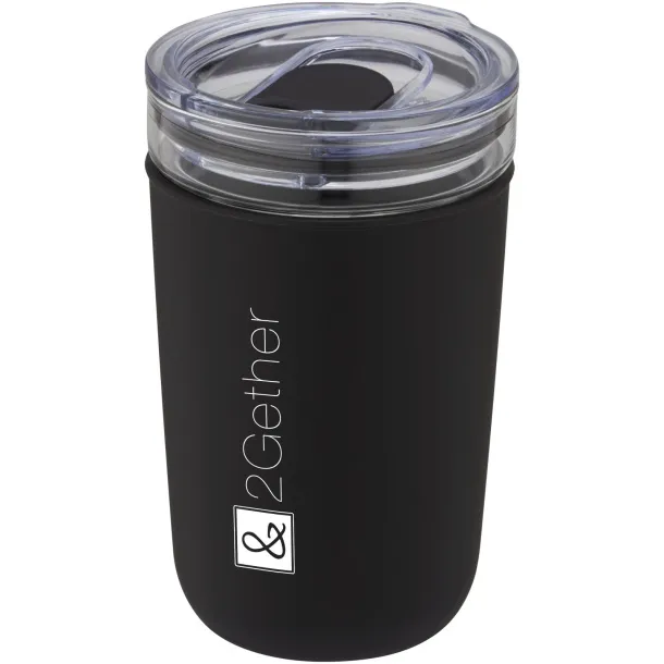 Bello 420 ml glass tumbler with recycled plastic outer wall Solid black