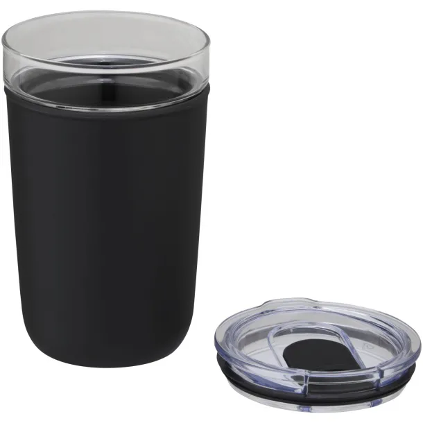 Bello 420 ml glass tumbler with recycled plastic outer wall - Unbranded Solid black