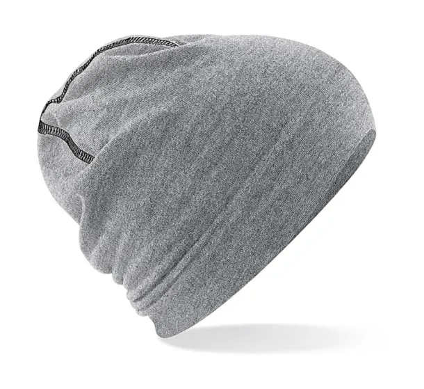  Hemsedal Cotton Beanie - Beechfield Heather Grey Black