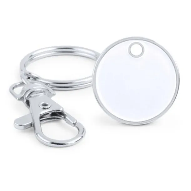  Keyring with shopping cart coin white