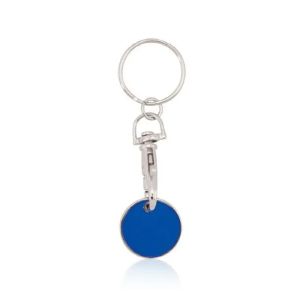  Keyring with shopping cart coin navy blue