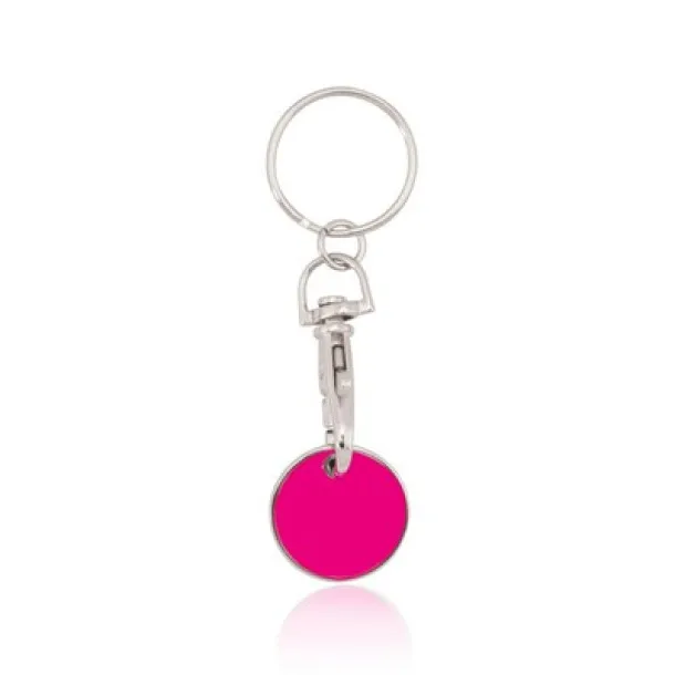  Keyring with shopping cart coin pink