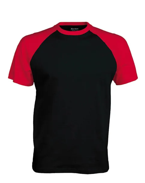 BASEBALL SHORT-SLEEVED TWO-TONE T-SHIRT - 165 g/m² - Kariban Black Red