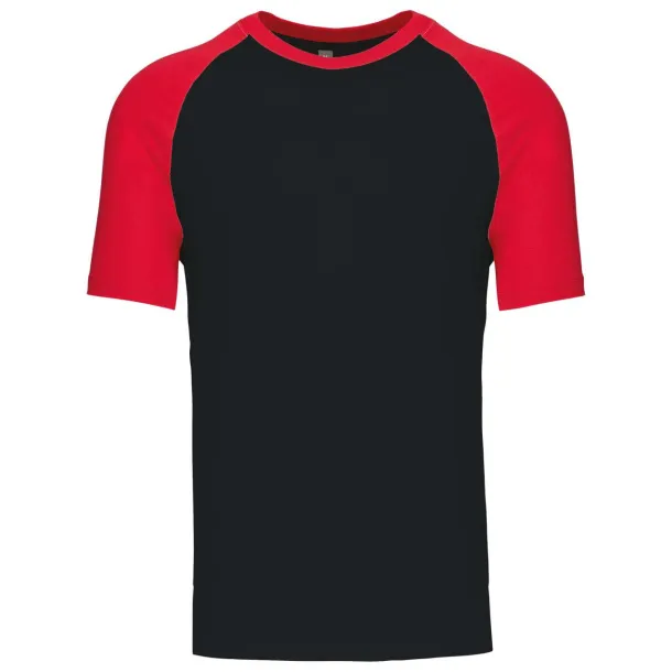 BASEBALL SHORT-SLEEVED TWO-TONE T-SHIRT - 165 g/m² - Kariban Black Red