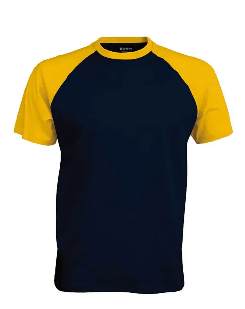 BASEBALL SHORT-SLEEVED TWO-TONE T-SHIRT - 165 g/m² - Kariban Navy Yellow