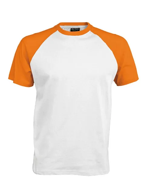 BASEBALL SHORT-SLEEVED TWO-TONE T-SHIRT - 165 g/m² - Kariban White Orange