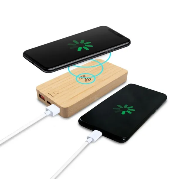 Benson Bamboo wireless power bank 8000 mAh B'RIGHT, wireless charger 15W wood