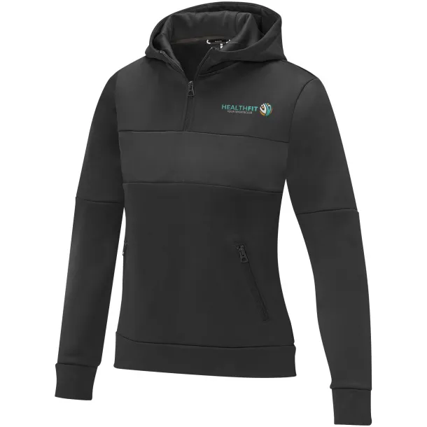 Sayan Ženska anorak majica s kapuljačom i 1/4 zipom, 350 g/m2 - Elevate Life Crna