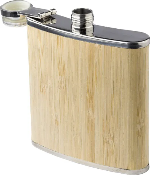 Hayden Stainless steel and bamboo hip flask