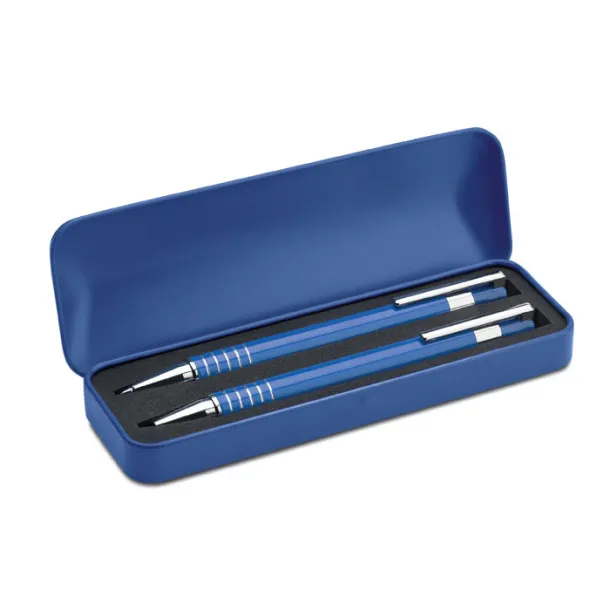 ALUCOLOR Ball pen set in metal box Blue