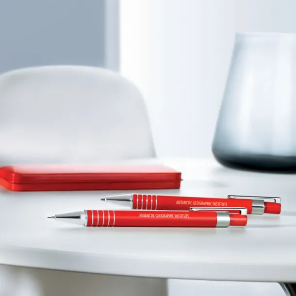 ALUCOLOR Ball pen set in metal box Red