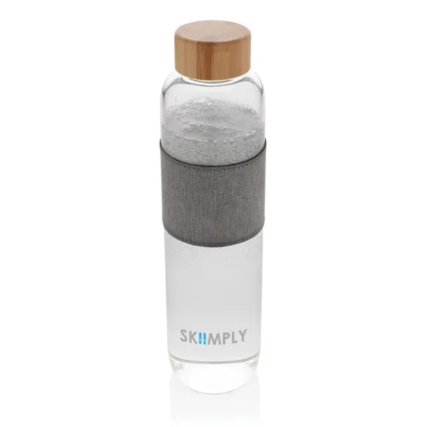  Impact borosilicate glass bottle with bamboo lid - XD Collection Transparent Cool Grey 8