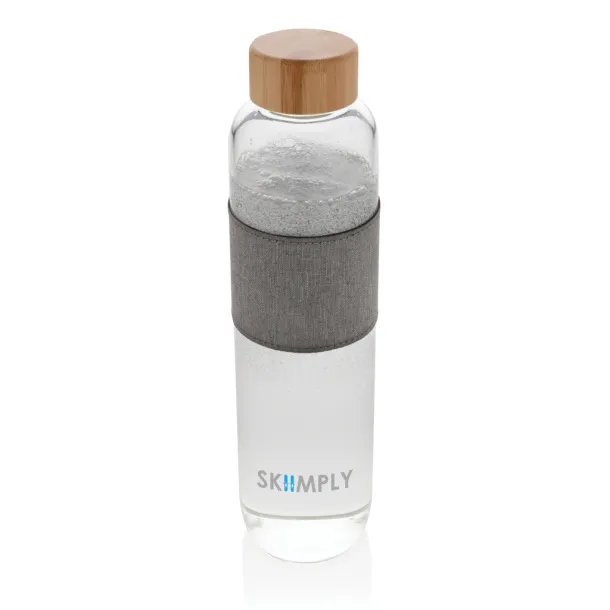  Impact borosilicate glass bottle with bamboo lid - XD Collection Transparent Cool Grey 8