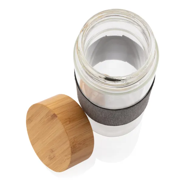  Impact borosilicate glass bottle with bamboo lid - XD Collection Transparent Cool Grey 8