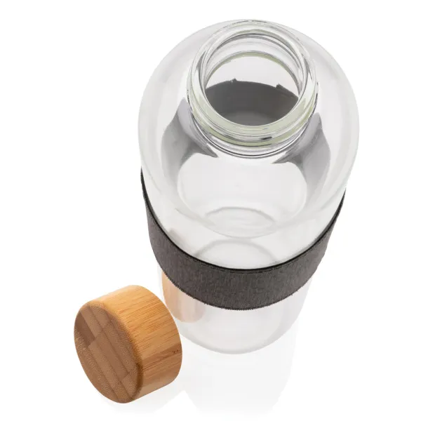  Impact borosilikatna staklena boca s poklopcem od bambusa, 750ml - XD Collection Prozirno Siva