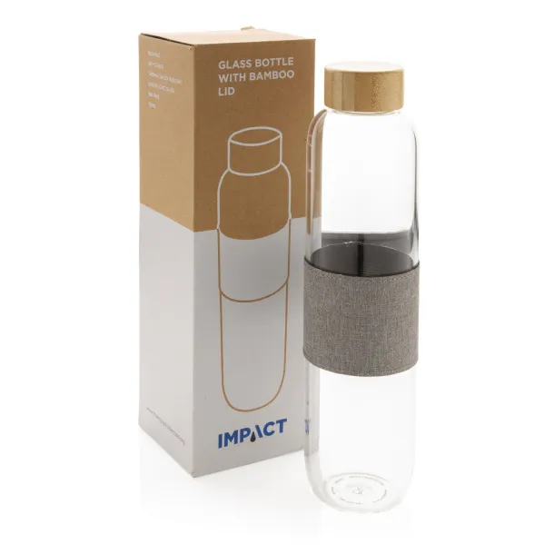  Impact borosilicate glass bottle with bamboo lid - XD Collection Transparent Cool Grey 8