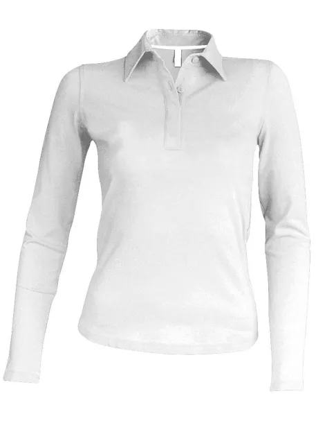  LADIES' LONG-SLEEVED POLO SHIRT - Kariban White