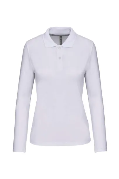  LADIES' LONG-SLEEVED POLO SHIRT - Kariban White