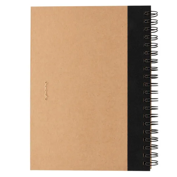  Kraft spiral notebook with pen - XD Collection Black 