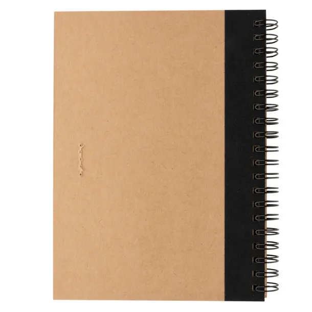  Kraft spiral notebook with pen - XD Collection Black 