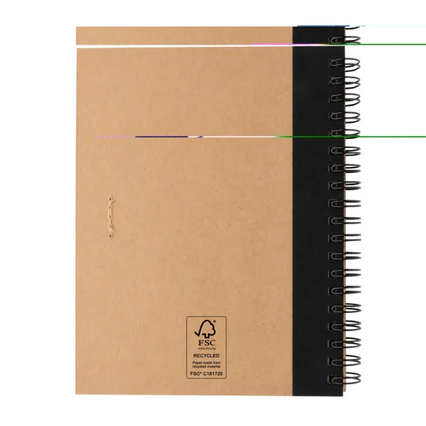  Kraft spiral notebook with pen - XD Collection Black 