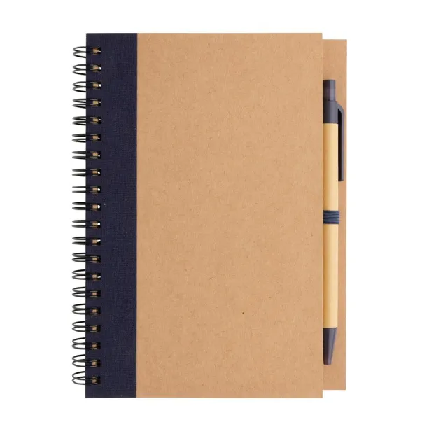  Kraft spiral notebook with pen - XD Collection Plava 