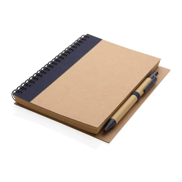  Kraft spiral notebook with pen - XD Collection Plava 