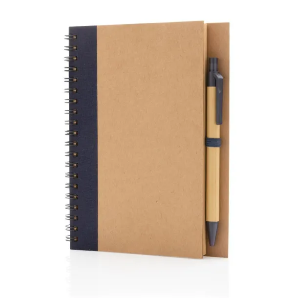  Kraft spiral notebook with pen - XD Collection Plava 