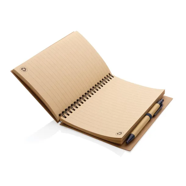  Kraft spiral notebook with pen - XD Collection Plava 