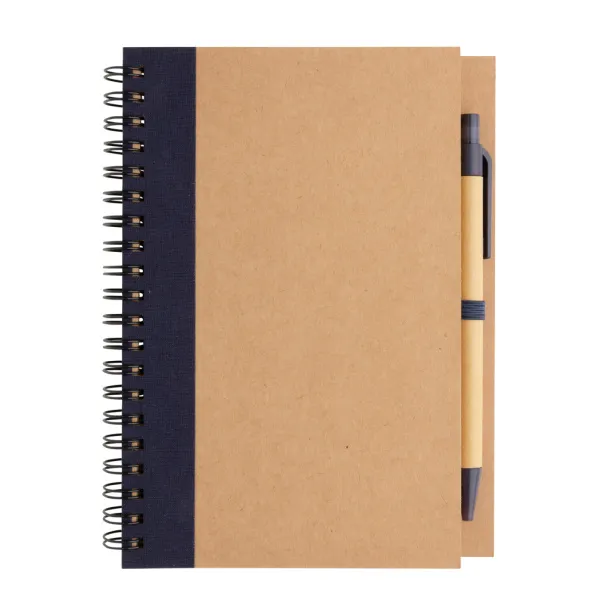  Kraft spiral notebook with pen - XD Collection Plava 