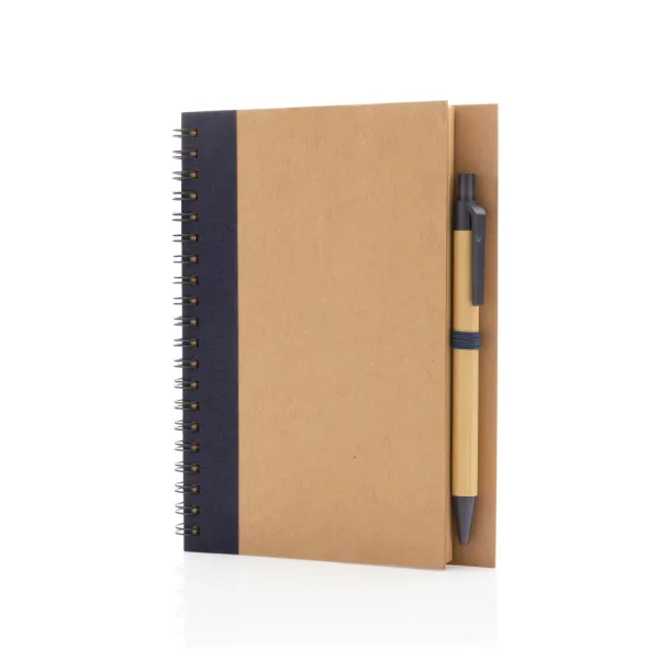  Kraft spiral notebook with pen - XD Collection Plava 