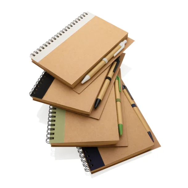  Kraft spiral notebook with pen - XD Collection Plava 