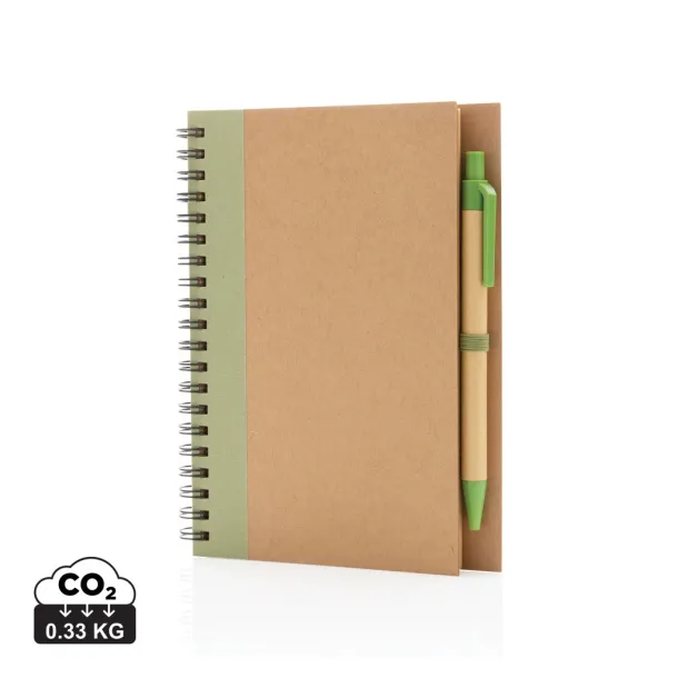  Kraft spiral notebook with pen - XD Collection 45533C 