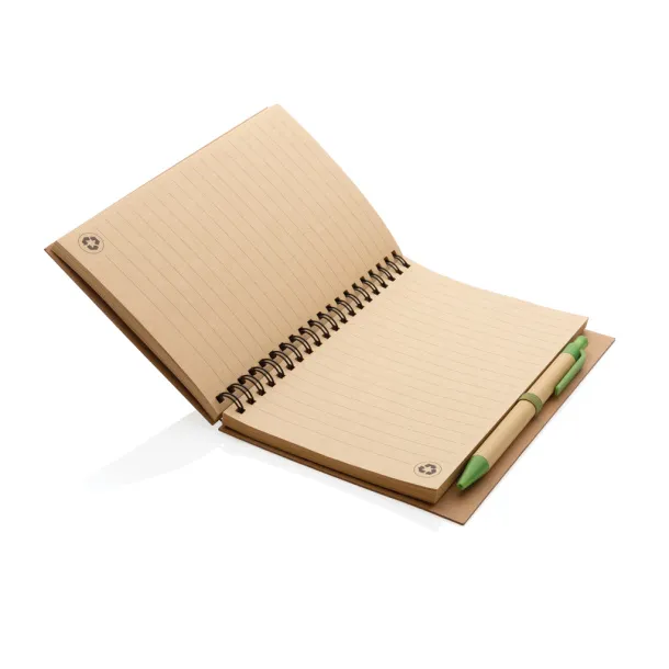  Kraft spiral notebook with pen - XD Collection 45533C 