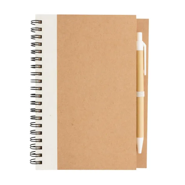  Kraft spiral notebook with pen - XD Collection White 