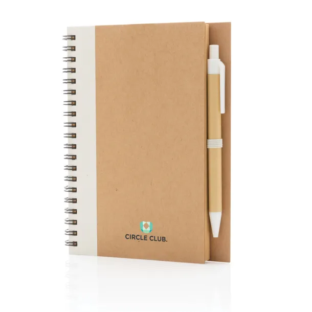  Kraft spiral notebook with pen - XD Collection White 