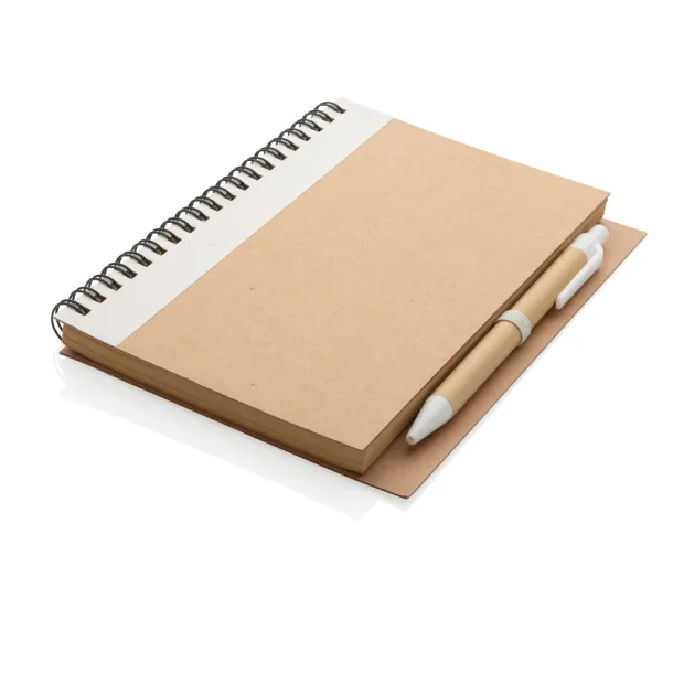  Kraft spiral notebook with pen - XD Collection White 