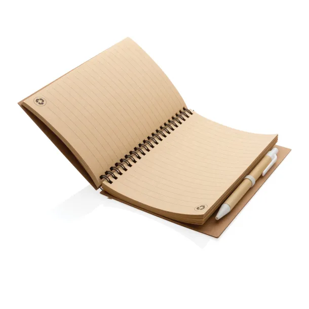  Kraft spiral notebook with pen - XD Collection White 