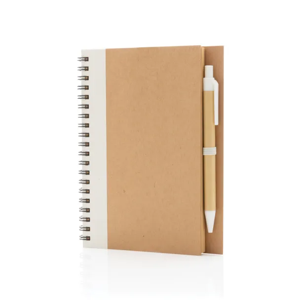  Kraft spiral notebook with pen - XD Collection White 