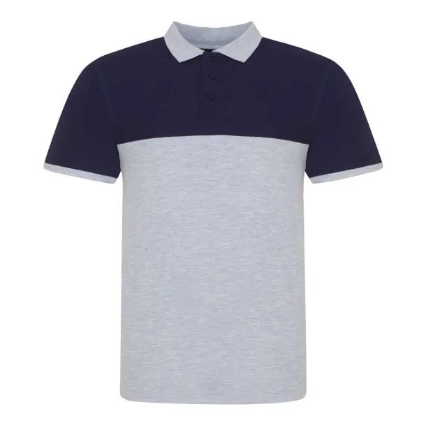  COLOUR BLOCK POLO - Just Polos Moondust Grey Oxford Navy