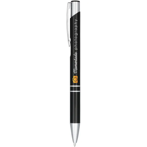 Moneta anodized aluminium click ballpoint pen - Unbranded Solid black