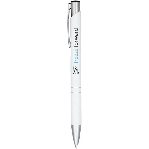 Moneta anodized aluminium click ballpoint pen - Unbranded White