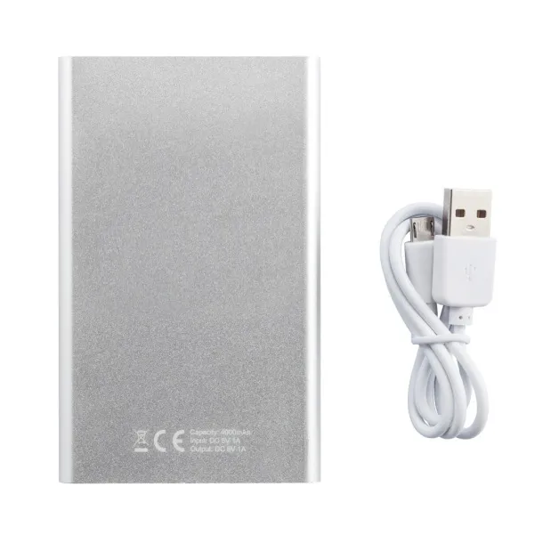  4.000 mAh slim powerbank - XD Collection Silver White