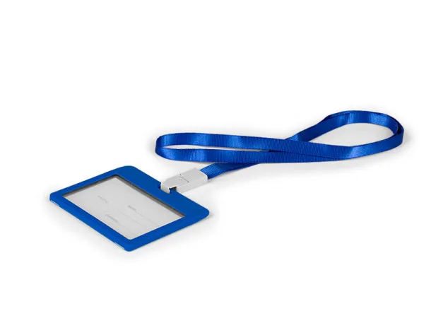 HOLDING plastic ID card holder with lanyard Royal blue