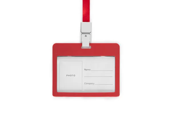 HOLDING plastic ID card holder with lanyard Red