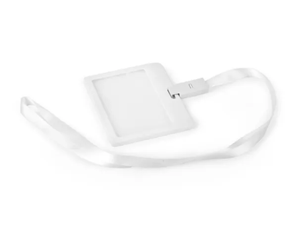 HOLDING plastic ID card holder with lanyard White