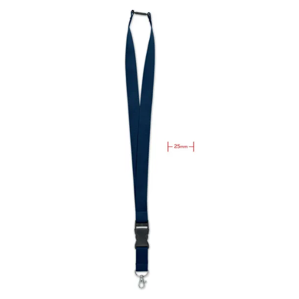 WIDE LANY Lanyard with metal hook 25mm Blue