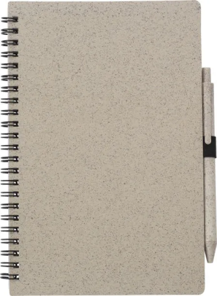 MASSIMO Wheat straw notebook with pen brown