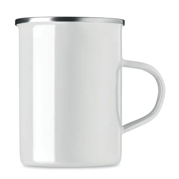 SILVER Metal mug with enamel layer White