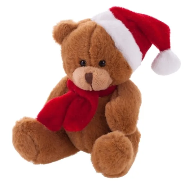 Nathan Brown Plush Christmas teddy bear brown Crvena